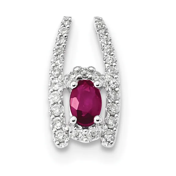 14k White Gold Diamond and Ruby Polished Chain Slide Goldiacom Necklaces 14k White Gold Diamond and Ruby Polished Chain Slide Goldiacom Necklaces