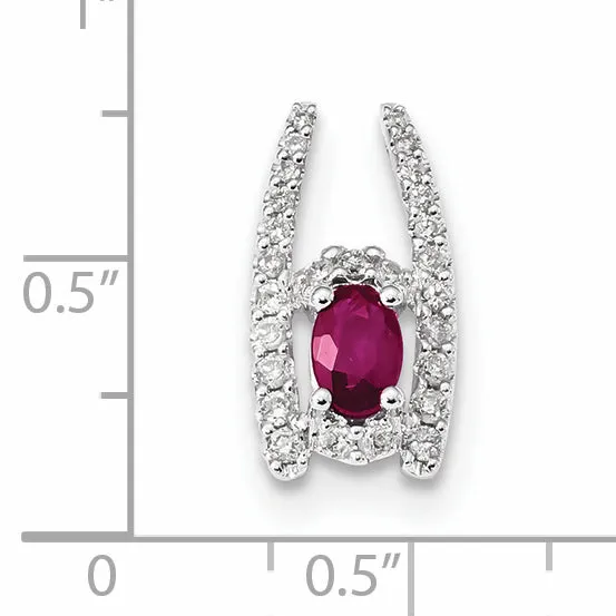 14k White Gold Diamond and Ruby Polished Chain Slide Goldiacom Necklaces