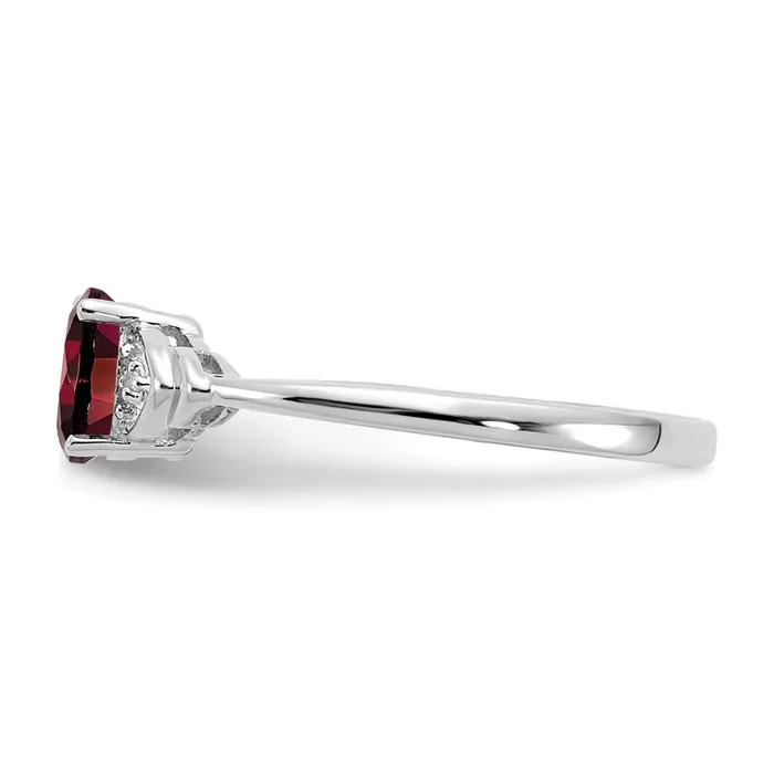 14k White Gold Garnet and Real Diamond Ring Goldia Rings
