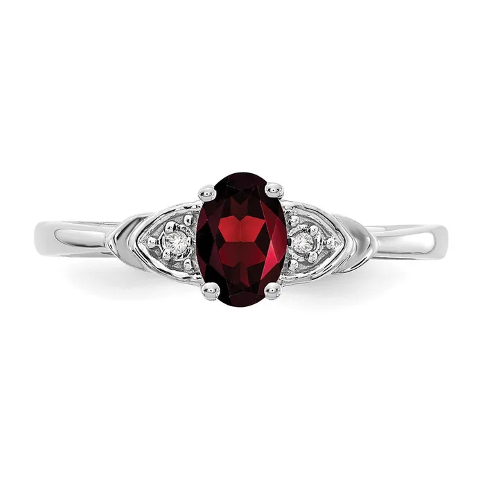 14k White Gold Garnet and Real Diamond Ring Goldia Rings