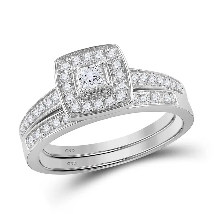 14k White Gold Princess Diamond Bridal Wedding Ring Set 13 Cttw gndatlanta Rings 14k White Gold Princess Diamond Bridal Wedding Ring Set 13 Cttw gndatlanta Rings