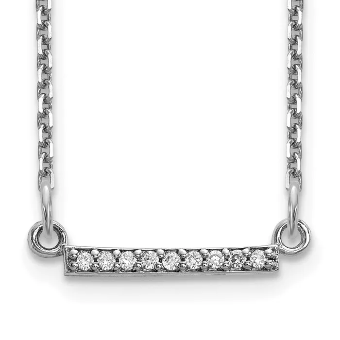 14k White Gold Real Diamond Tiny Bar Necklace Goldia Necklaces