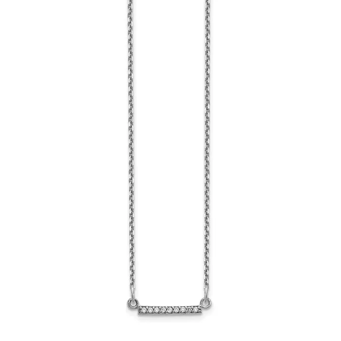 14k White Gold Real Diamond Tiny Bar Necklace Goldia Necklaces