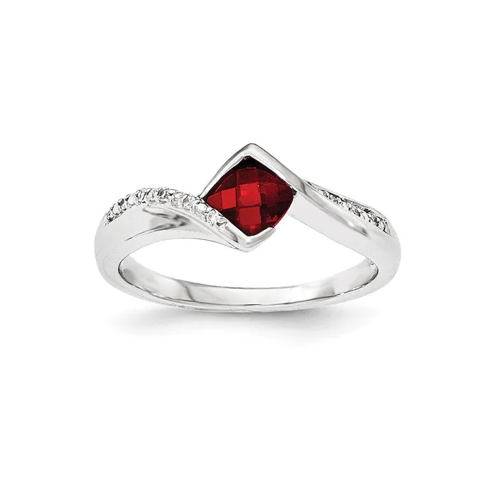14K White Gold Real Diamond u0026 Garnet Ring Goldia Rings