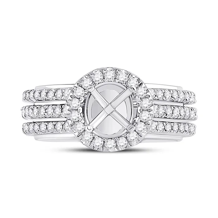 14k White Gold Round Diamond 112 Ct Rd Center Bridal SemiMount Ring 1 Ctw gndatlanta Rings