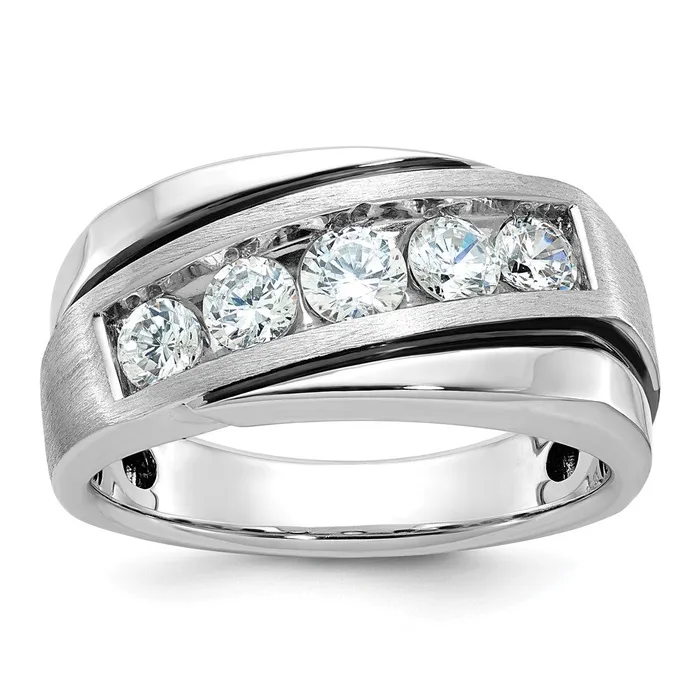 14k White Gold with Black Rhodium Mens Satin Diamond Ring Mounting Goldia Rings 14k White Gold with Black Rhodium Mens Satin Diamond Ring Mounting Goldia Rings