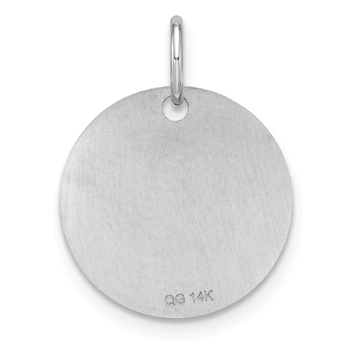 14k White Goldw Polished Black Enamel Letter G Initial Disk Charm Goldia Charm Necklaces