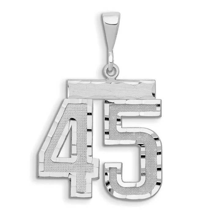 14k White Goldw Small Brushed Diamondcut Number 45 Charm Goldia Charm Necklaces