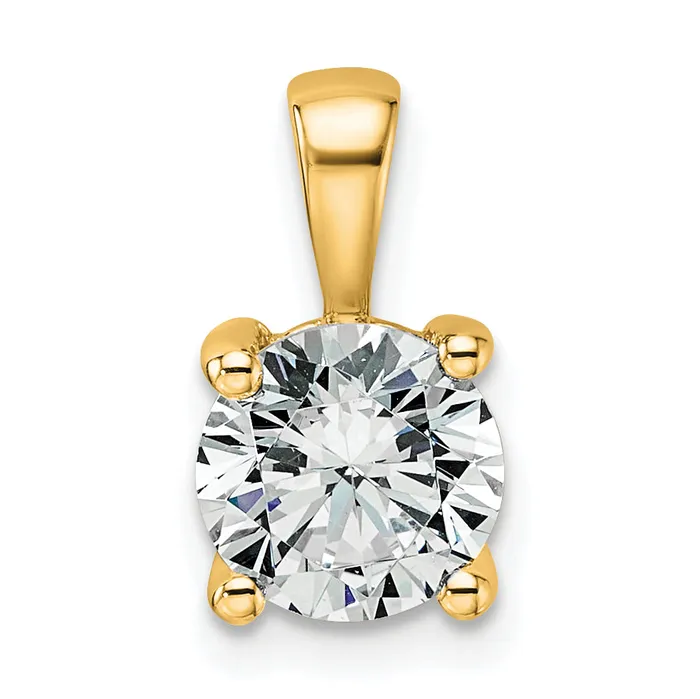 14k Yellow Gold 1 12 Ct Certified Lab Grown Diamond VSSI G Round Four Prong Pendant Goldia Necklaces