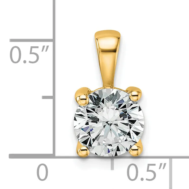 14k Yellow Gold 1 12 Ct Certified Lab Grown Diamond VSSI G Round Four Prong Pendant Goldia Necklaces