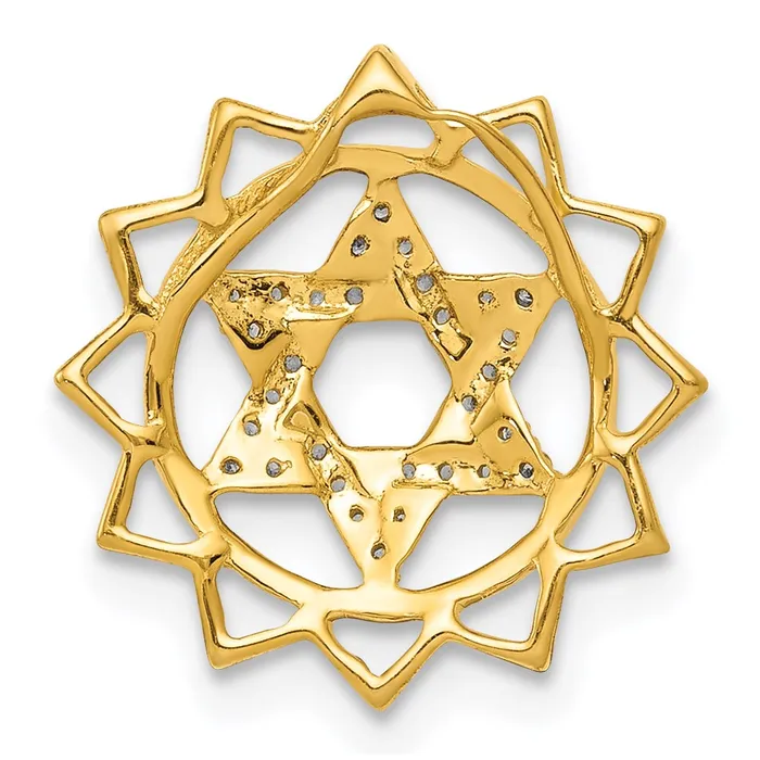14K Yellow Gold 110ct Real Diamond AnahataHeart Chakra Chain Slide Goldia Necklaces