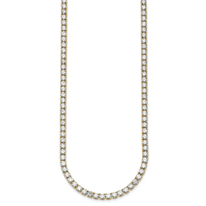 14k Yellow Gold 30 12 Ct Lab Grown Diamond VSSI G Round 20 inch Straight Tennis Necklace Goldia Necklaces
