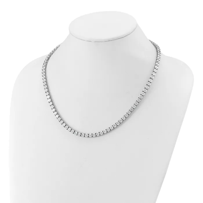 14k Yellow Gold 30 12 Ct Lab Grown Diamond VSSI G Round 20 inch Straight Tennis Necklace Goldia Necklaces