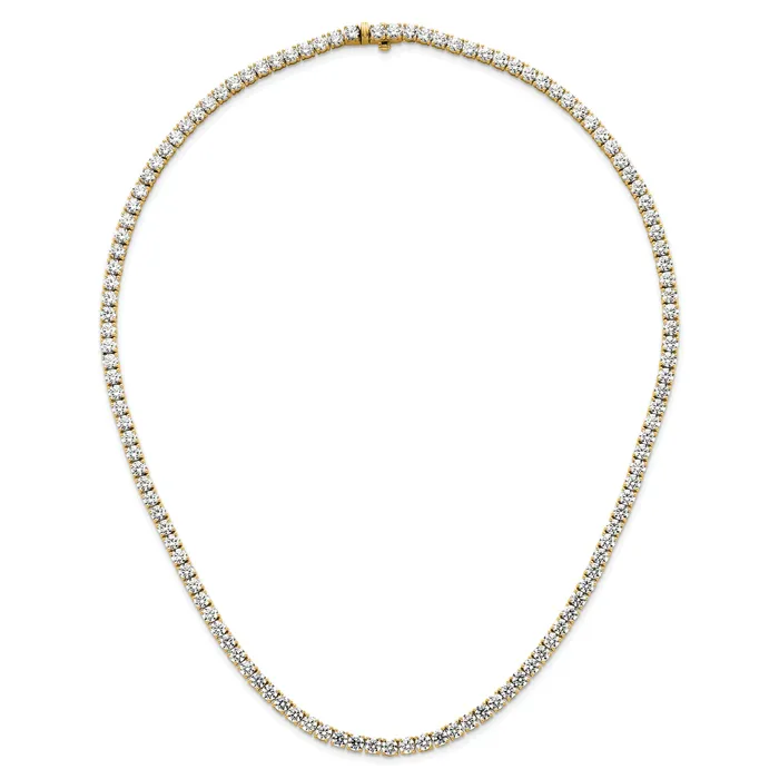 14k Yellow Gold 30 12 Ct Lab Grown Diamond VSSI G Round 20 inch Straight Tennis Necklace Goldia Necklaces