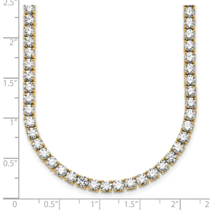 14k Yellow Gold 30 12 Ct Lab Grown Diamond VSSI G Round 20 inch Straight Tennis Necklace Goldia Necklaces