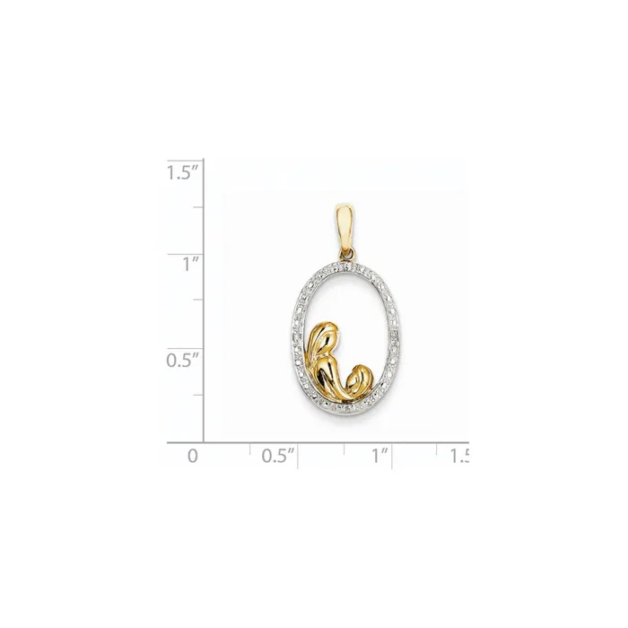 14k Yellow Gold Diamond Mother and Child Pendant Goldia Necklaces