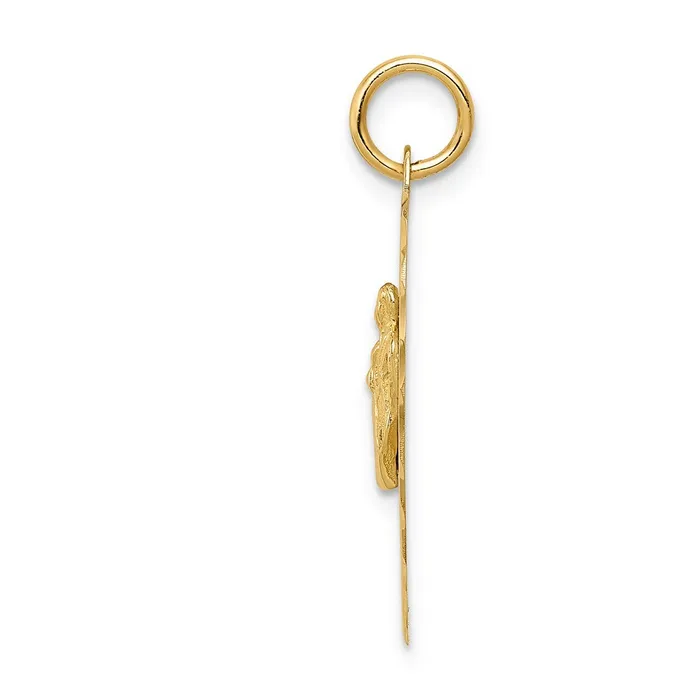 14k Yellow Gold Happy Anniversary with Bride Groom Heart Disc Charm Goldia Charm Necklaces