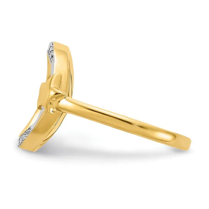 14K Yellow Gold Polished Moon and Star Real Diamond Ring Goldia Rings