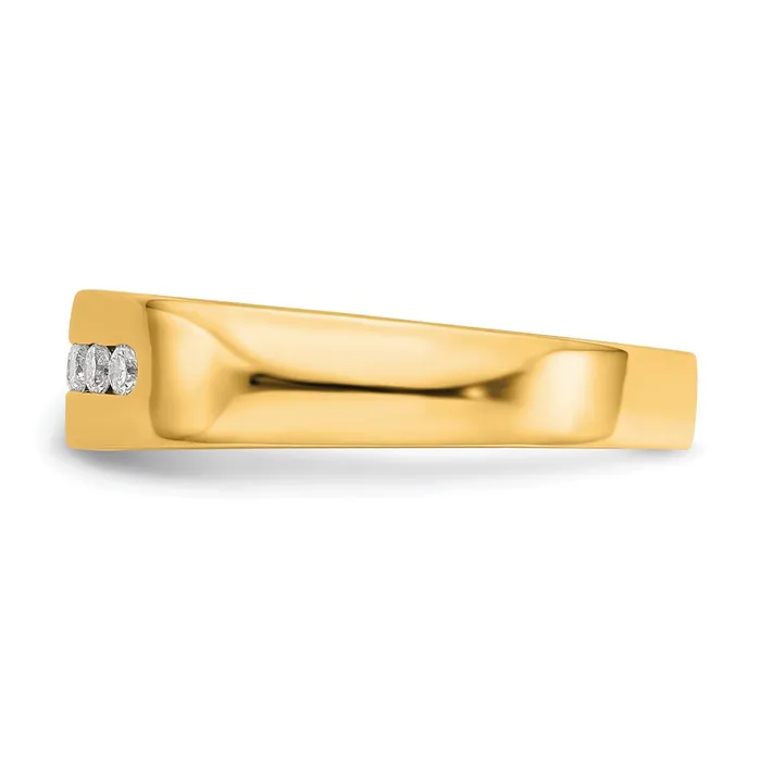 14K Yellow Gold Real Diamond Mens Band Goldia Rings