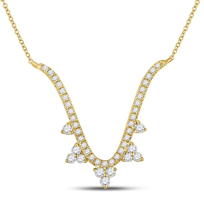 14k Yellow Gold Round Diamond ModernV Fashion Necklace 14 Cttw gndatlanta Necklaces 14k Yellow Gold Round Diamond ModernV Fashion Necklace 14 Cttw gndatlanta Necklaces