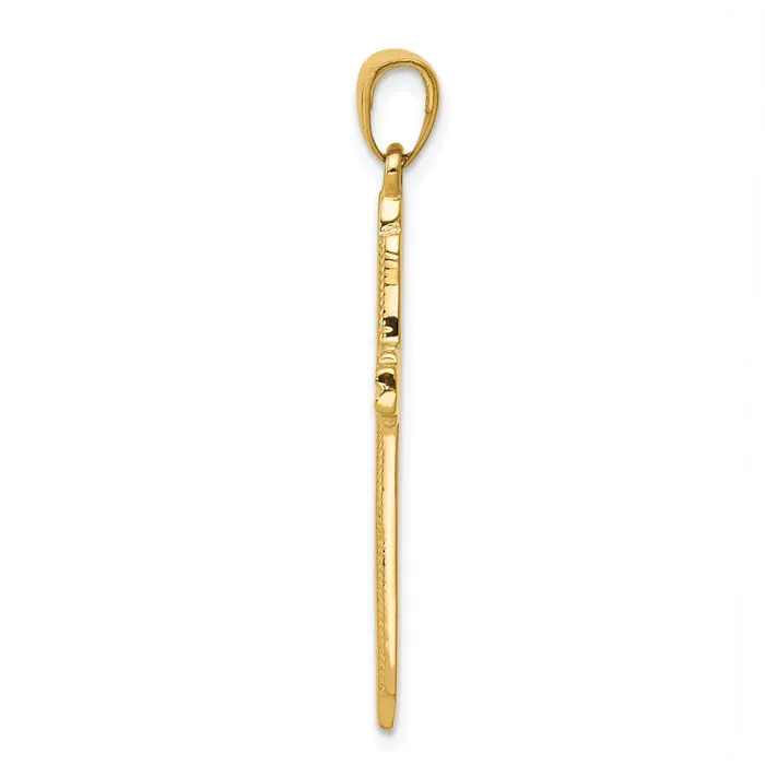 14k Yellow Gold Textured Outline Cross Pendant Goldia Necklaces