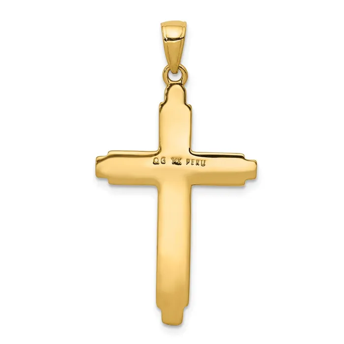 14k Yellow Gold Textured Outline Cross Pendant Goldia Necklaces