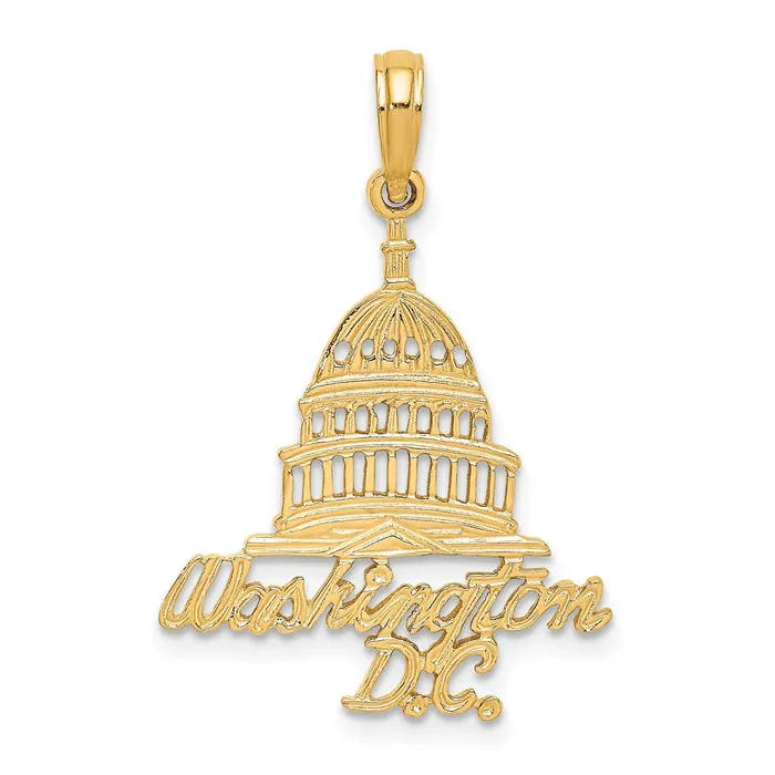 14k Yellow Gold WASHINGTON DC Capital Building Charm Goldia Charm Necklaces