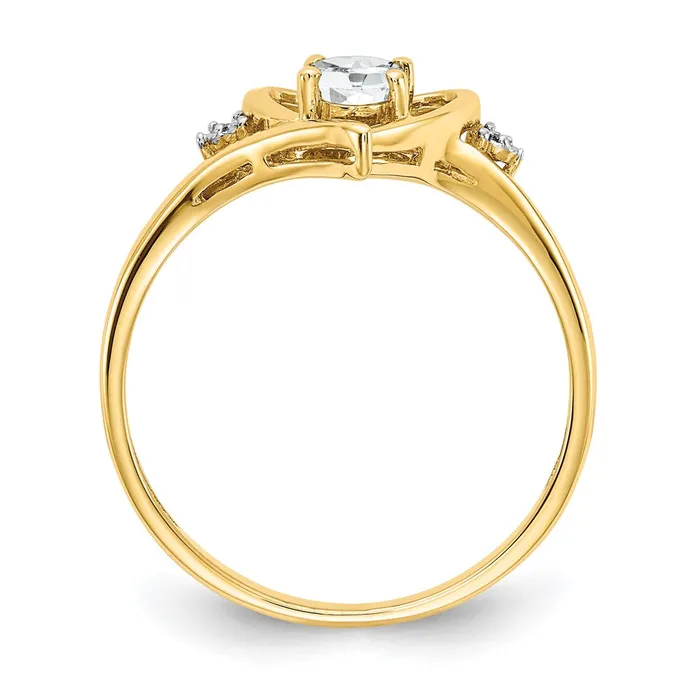14K Yellow Gold White Topaz and Real Diamond Heart Ring Goldiacom Rings