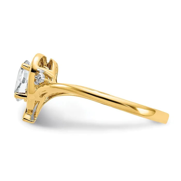 14K Yellow Gold White Topaz and Real Diamond Heart Ring Goldiacom Rings