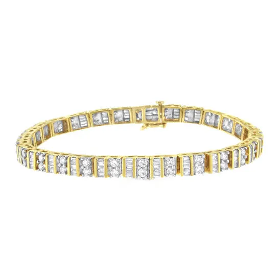 Bracelets JMS always Original 14K Yellow Gold 40 Cttw Baguette and Round BrilliantCut Diamond Bezel ProngSet Tennis Bracelet HI Color SI1SI2 Clarity 7 Bracelets JMS always Original 14K Yellow Gold 40 Cttw Baguette and Round BrilliantCut Diamond Bezel ProngSet Tennis Bracelet HI Color SI1SI2 Clarity 7