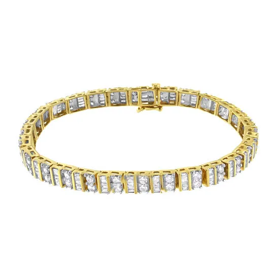 Bracelets JMS always Original 14K Yellow Gold 40 Cttw Baguette and Round BrilliantCut Diamond Bezel ProngSet Tennis Bracelet HI Color SI1SI2 Clarity 7 Bracelets JMS always Original 14K Yellow Gold 40 Cttw Baguette and Round BrilliantCut Diamond Bezel ProngSet Tennis Bracelet HI Color SI1SI2 Clarity 7