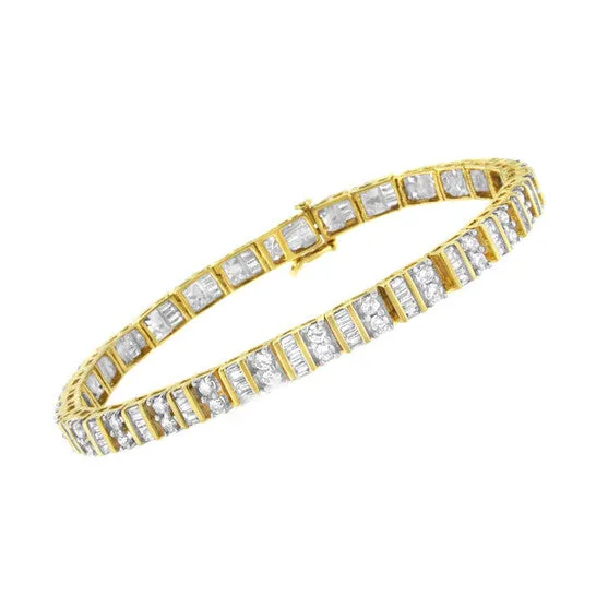 Bracelets JMS always Original 14K Yellow Gold 40 Cttw Baguette and Round BrilliantCut Diamond Bezel ProngSet Tennis Bracelet HI Color SI1SI2 Clarity 7 Bracelets JMS always Original 14K Yellow Gold 40 Cttw Baguette and Round BrilliantCut Diamond Bezel ProngSet Tennis Bracelet HI Color SI1SI2 Clarity 7