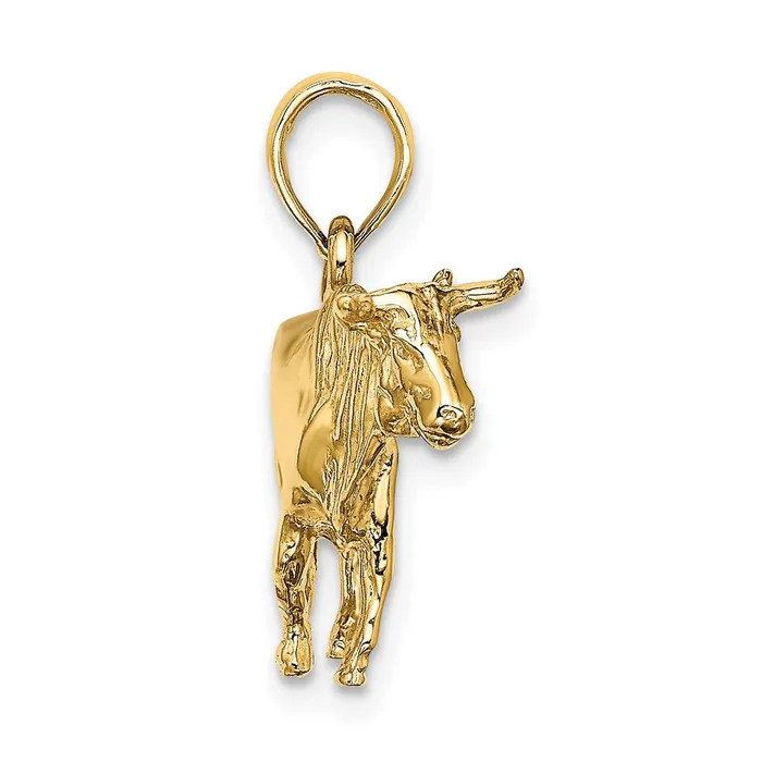 Charm Necklaces 14k Yellow Gold 3D Bull wHorns Charm Goldia