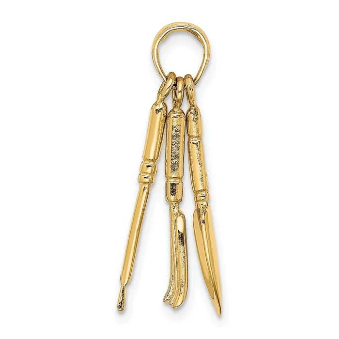 Charm Necklaces 14k Yellow Gold 3D Moveable Garden Hand Tool Collection Charm Goldia