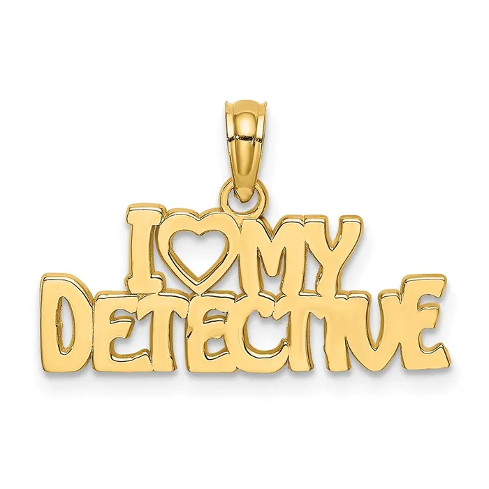 Charm Necklaces 14k Yellow Gold I HEART MY DETECTIVE Charm Goldia