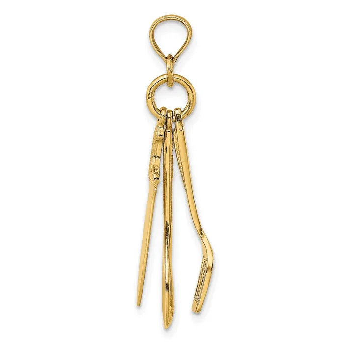 Charm Necklaces Goldia 14k Yellow Gold 3D Moveable Spatula Spoon and Knife Charm