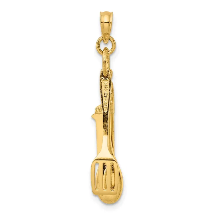Charm Necklaces Goldia 14k Yellow Gold 3D Moveable Spatula Spoon and Knife Charm