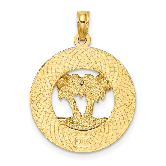Charm Necklaces Goldia 14k Yellow Gold Enameled Palm Trees OCEAN CITY Circle Charm