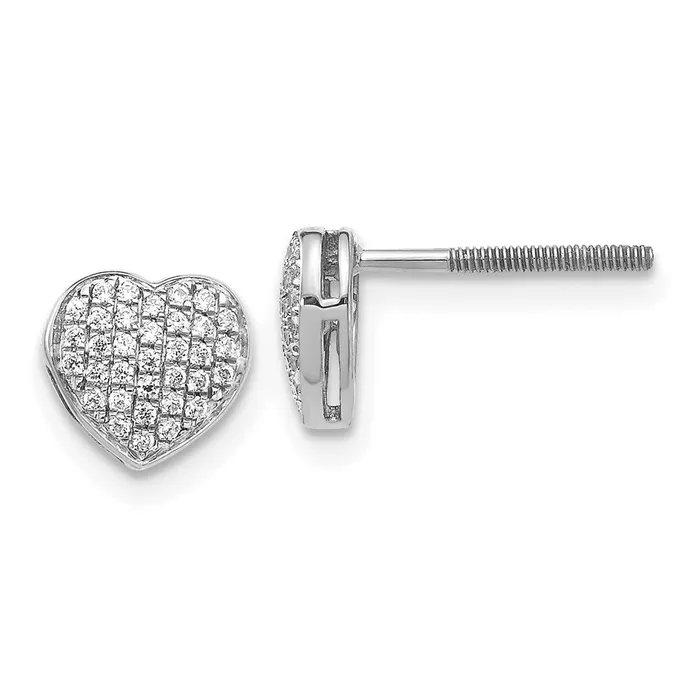 Earrings 14k White Gold Real Diamond Heart Screw Back Post Earrings Goldia Earrings 14k White Gold Real Diamond Heart Screw Back Post Earrings Goldia
