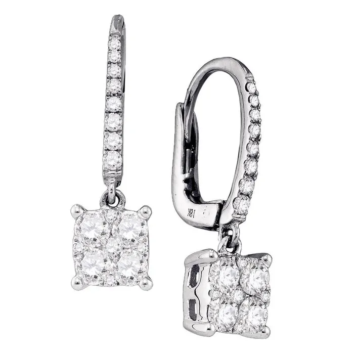 Earrings 18k White Gold Round Diamond Hoop Dangle Earrings 78 Cttw gndatlanta Earrings 18k White Gold Round Diamond Hoop Dangle Earrings 78 Cttw gndatlanta