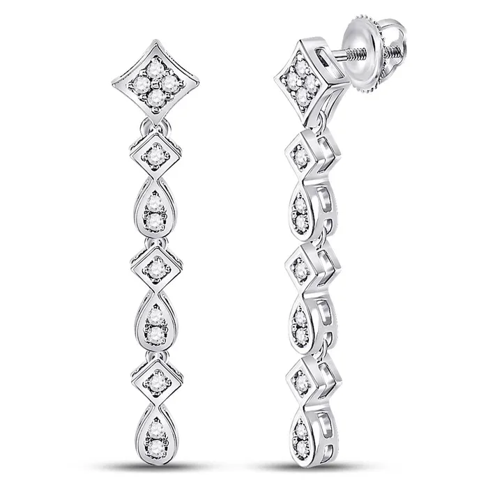 Earrings gndatlanta 14k White Gold Round Diamond Square Teardrop Dangle Earrings 15 Cttw Earrings gndatlanta 14k White Gold Round Diamond Square Teardrop Dangle Earrings 15 Cttw