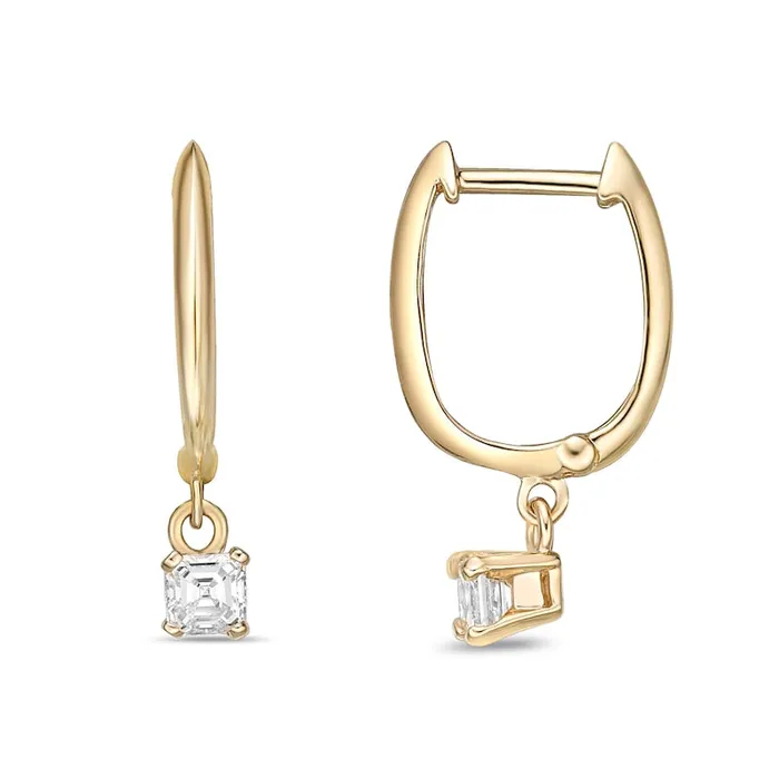 Earrings Goldia 033 CT TW Certified AsscherCut Diamond Solitaire Drop Earrings in 14K Gold IVS2 Earrings Goldia 033 CT TW Certified AsscherCut Diamond Solitaire Drop Earrings in 14K Gold IVS2