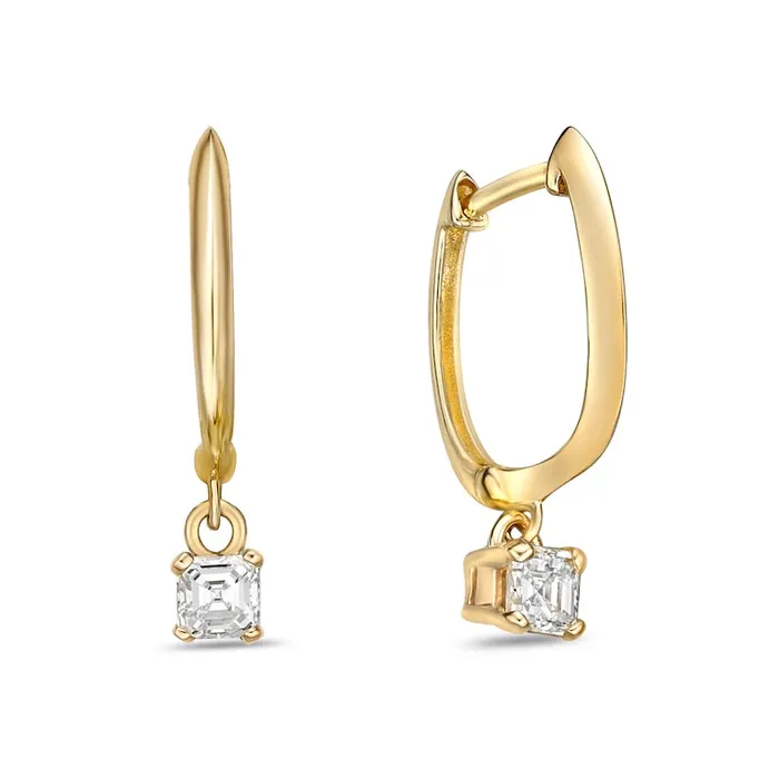 Earrings Goldia 033 CT TW Certified AsscherCut Diamond Solitaire Drop Earrings in 14K Gold IVS2 Earrings Goldia 033 CT TW Certified AsscherCut Diamond Solitaire Drop Earrings in 14K Gold IVS2