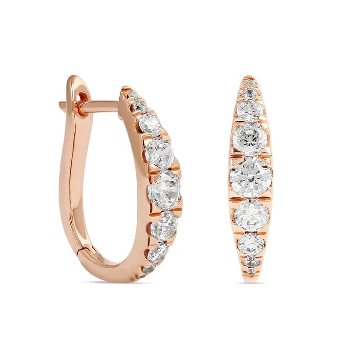 Earrings Goldia 1 CT TW Journey Diamond Hoop Earrings in 10K Rose Gold Earrings Goldia 1 CT TW Journey Diamond Hoop Earrings in 10K Rose Gold