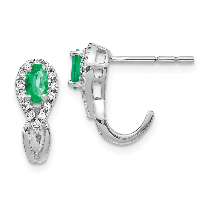 Earrings Goldia 14k White Gold 18Ct Real Diamond and Emerald Earrings