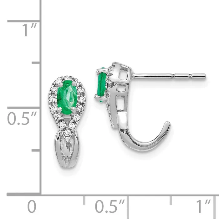 Earrings Goldia 14k White Gold 18Ct Real Diamond and Emerald Earrings