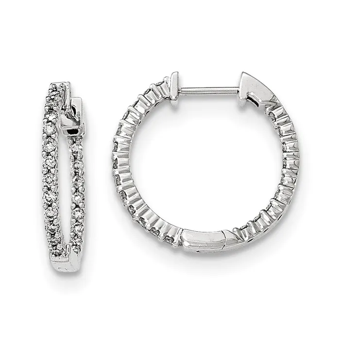 Earrings Goldia 14k White Gold Polished Real Diamond In and Out Hinged Hoop Earrings Earrings Goldia 14k White Gold Polished Real Diamond In and Out Hinged Hoop Earrings
