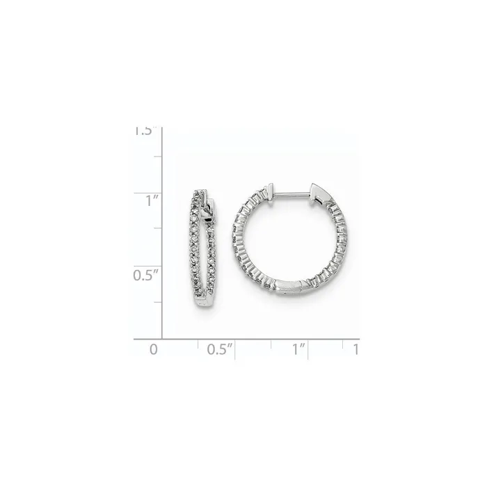 Earrings Goldia 14k White Gold Polished Real Diamond In and Out Hinged Hoop Earrings