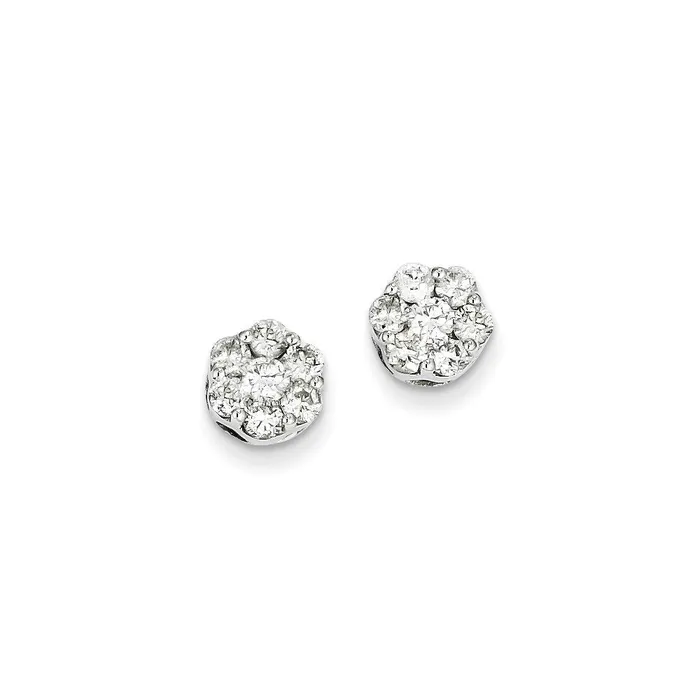 Earrings Goldia 14k White Gold Real Diamond Cluster Screwback Earrings Earrings Goldia 14k White Gold Real Diamond Cluster Screwback Earrings