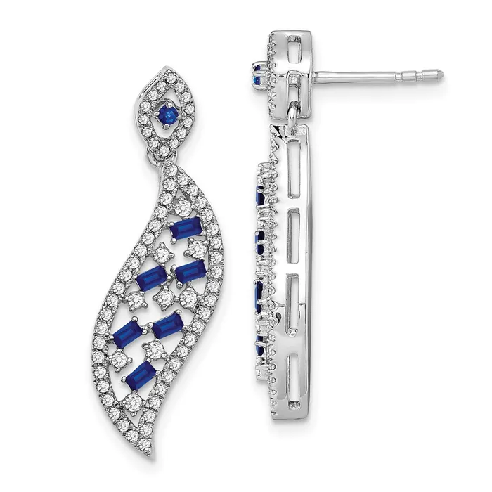 Earrings Goldia 14k White Gold Sapphire and Real Diamond Wave Post Earrings Earrings Goldia 14k White Gold Sapphire and Real Diamond Wave Post Earrings